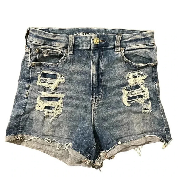 American Eagle Outfitters Pants - AMERICAN EAGLE Women’s Distressed Stretchy Curvy Hi-Rise Shortie Shorts Size 8